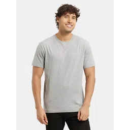 Jockey Men Grey Melange Solid Comfort Fit  Round Neck Athleisure Pure Cotton T-shirt-picture-21