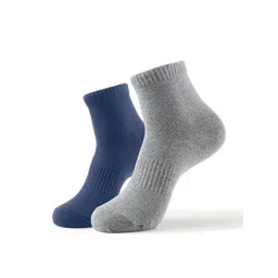 Jockey Men Pack Of 2 Grey & Navy Blue Solid Cotton Ankle Length Socks-picture-38