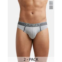 Jockey Men Pack Of 2 Pure Cotton Ribbed Basic Briefs 8044-0201-GRYML-picture-15