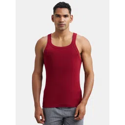Jockey Men Red Super Combed Cotton Rib Square Neckline Gym Vest US26-picture-22