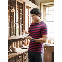 Jockey Men RedNavy Striped Round Neck Pure Cotton T-shirt-picture-39
