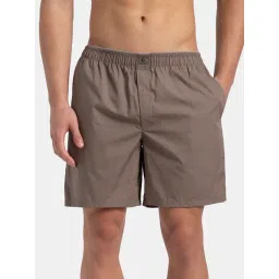 Jockey Modern Classic Dark Khaki Combed Cotton Solid Regular Fit Mid Rise Shorts-picture-44