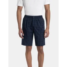 Jockey Navy Cotton Regular Fit Checks Shorts-picture-45