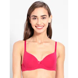 Jockey Pink Solid Underwired Lightly Padded T-Shirt Bra-1245-image-42