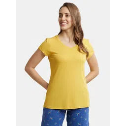 Jockey Puff Sleeves Relaxed Fit Round Neck Cotton T-shirt image 1