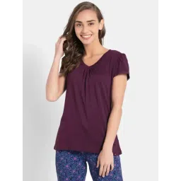 Jockey RX12 Women's Micro Modal Cotton Relaxed Fit Solid V Neck Half Sleeve T-Shirt-picture-45