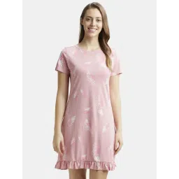 Jockey RX25 Women's Modal Cotton Ruffled Hem Styled Printed Sleep Dress (Colors & Prints May Vary)-picture-12