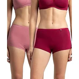 jockey SS04 Women's High Coverage Super Combed Cotton Elastane Stretch Mid Waist Boy Shorts with Concealed Waistband and Stay Fresh Treatment (Pack of 2)-picture-24