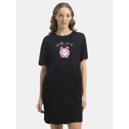 Jockey Super Combed Cotton Drop Shoulder Styled Curved Hem Printed Lounge Dress - RX90-picture-20