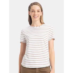 Jockey Super Combed Cotton Stripe Fabric Relaxed Fit Round Neck Half Sleeve Tshirt-A121-picture-40
