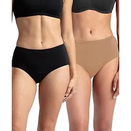 jockey SW05 Women's Super Combed Cotton Elastane Stretch Period Panty with Leak Proof Inner Absorbent Layer and StayFresh Treatment (Pack of 2)_Black & Desert Taupe_XXL-picture-50