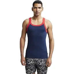 jockey US27 Men's Super Combed Cotton Rib Square Neck Gym Vest (Shoulder Strap Color May Vary)_Navy & Red Pepper_XL-picture-38