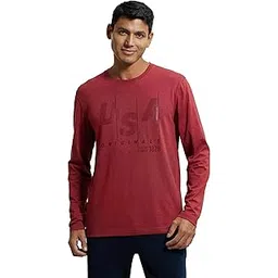 jockey Us82 Men's Super Combed Cotton Rich Solid Round Neck Full Sleeve Regular Fit T-Shirt_Red Melange_M-picture-31