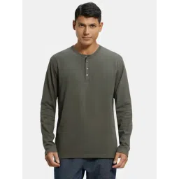 Jockey US87 Dark Olive Super Combed Cotton Rich Full Sleeves Henley T-Shirt-picture-33