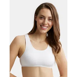 Jockey White Solid Non-Wired Non Padded Workout Bra-picture-25