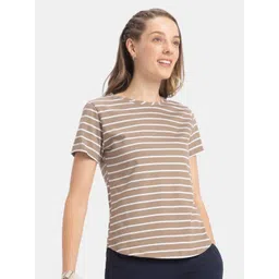 Jockey Women Striped Relaxed Fit Round Neck T-shirt-picture-19