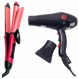 JOCOBOO 2800 Professional Hair Dryer for Men & Women with Styling Nozzle 2000 Watt Black & Hair Straightener 2009 with Hair Curling in Pink Personal Care Appliance Combo-picture-39
