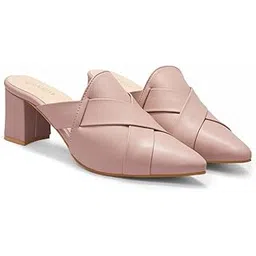 jodyhub Women's Backless Mules Slip On Closed Toe Chunky Stacked Heeled Sandals-picture-55