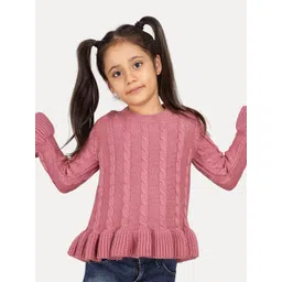 JoE Hazel Girls Self Design Long Sleeves Pullover image 1