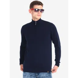 JoE Hazel Men Navy Blue Solid Cotton Pullover-picture-21