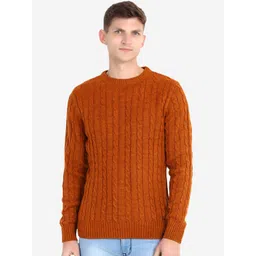 JoE Hazel Men Orange Cable Knit Pullover-picture-11