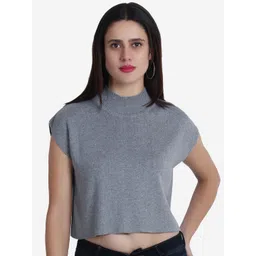 JoE Hazel Women Grey Crop Cotton Pullover-picture-30