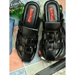 John Karsun Men Black Leather Comfort Sandals-picture-12