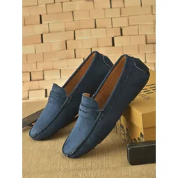 John Karsun Men Blue Perforations Slip-On Sneakers-picture-25
