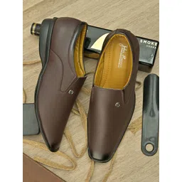 John Karsun Men Brown Solid Formal Slip-On-picture-15