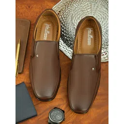 John Karsun Men Brown Solid Formal Slip-Ons-picture-27