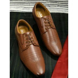 John Karsun Men Tan Brown Textured Formal Derbys-picture-28