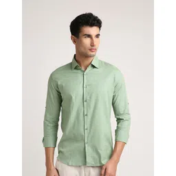 John Philips Men Classic Fit Solid Spread Collar Casual Shirt-picture-19