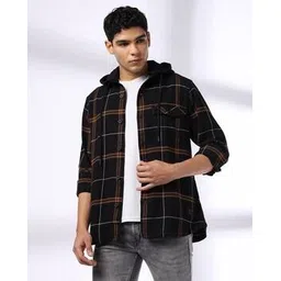 john players jeans Men Checked Regular Fit Shirt with Flap Pocket-picture-33