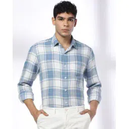 john players jeans Men Checked Slim Fit Shirt with Patch Pocket-picture-29