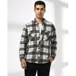 john players jeans Men Plaid Check Slim Fit Shacket-picture-20