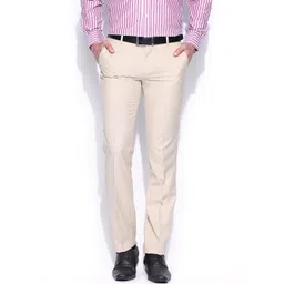 John Players Men Beige Slim Fit Formal Trousers-picture-26