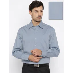 John Players Men Blue Regular Fit Solid Formal Shirt-image-19