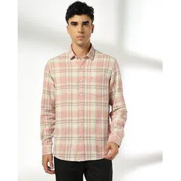 john players Men Checked Slim Fit Cotton Shirt with Patch Pocket-picture-26