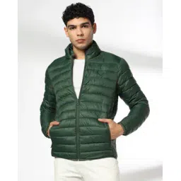 Men Slim Fit Puffer Jacket with Slip Pockets-image-46