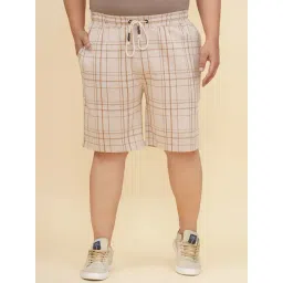 John Pride Beige Cotton Chequered Shorts-picture-25