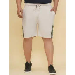 John Pride Beige Mid Rise Striped Cotton Knee Length Shorts-picture-24