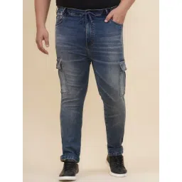 John Pride Blue Cotton Regular Fit Cargo Jeans-picture-20
