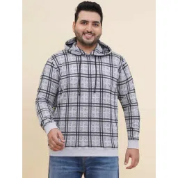 John Pride Grey Regular Fit Checks Hooded Sweatshirt-picture-22