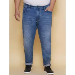 John Pride Light Blue Lightly Washed Regular Fit Plus Size Jeans-picture-14