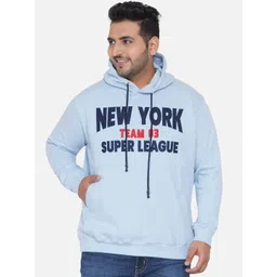 John Pride Men Blue Embroidered Plus Size Hooded Sweatshirt-picture-28