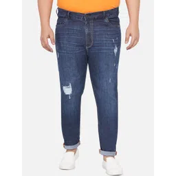 John Pride Men Blue  Men plus size Mildly Distressed Light Fade Stretchable Jeans-picture-36