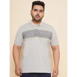 John Pride Men Plus Size Colourblocked Polo Collar Pocket Cotton T-shirt-picture-39