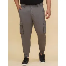 John Pride Men Plus Size Regular Fit Mid-Rise Cotton Cargo Style Joggers-picture-35