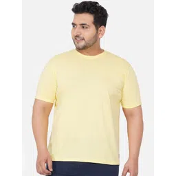 John Pride Men Plus Size Yellow Cotton T-shirt-picture-34