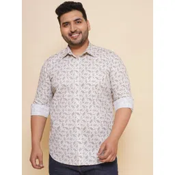 John Pride Men Spread Collar Geometric Printed Plus Size Pure Cotton Casual Shirt-picture-23